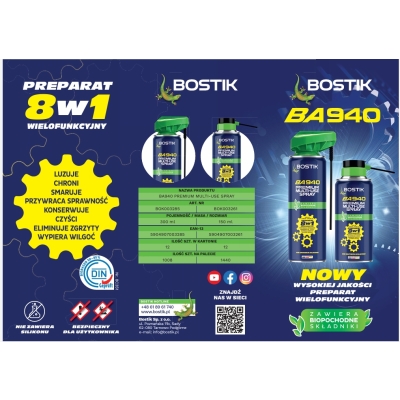 Bostik BA940 PREMIUM MULTI-USE SPRAY - PREPARAT WIELOFUNKCYJNY 8w1